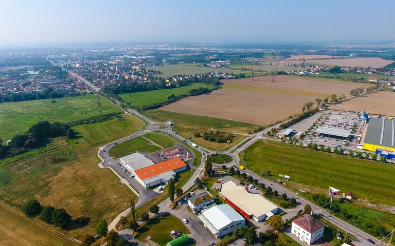 Letecký pohled na lokalitu Borek u Českých Budějovic
